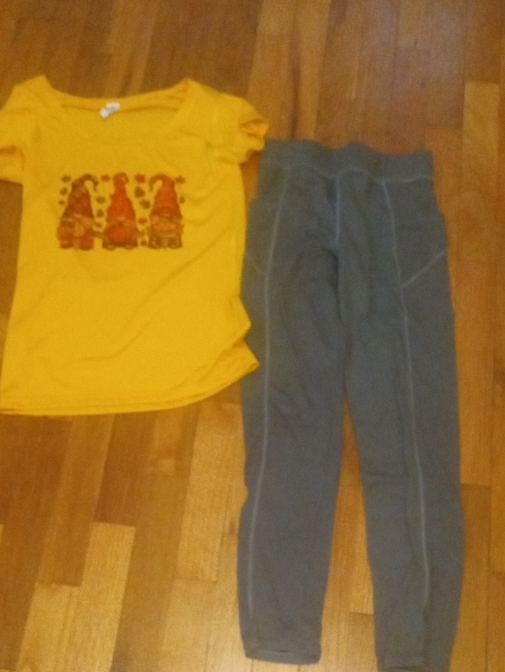 girl xl green joggers and fall tshirt